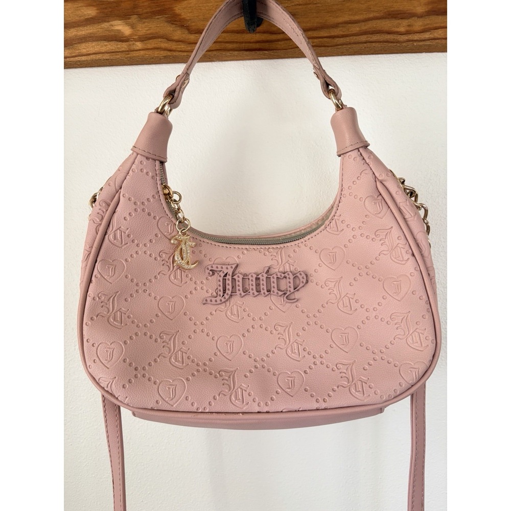 Juicy Couture Small Satchel Purse‎ Bag Pink with Charm Y2K 2000s Vintage